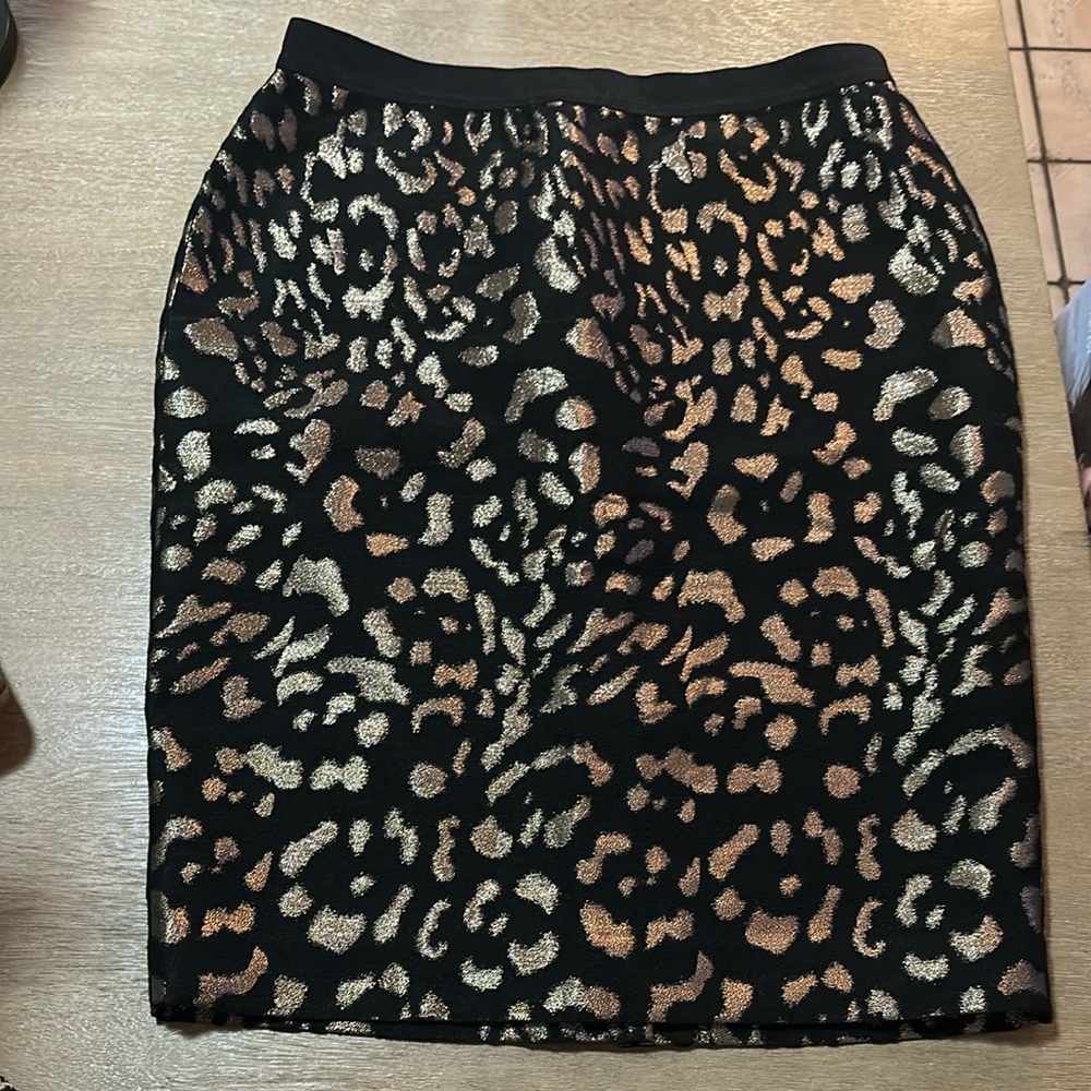 Ann Taylor Black and Tan Knee-Length Pencil Skirt